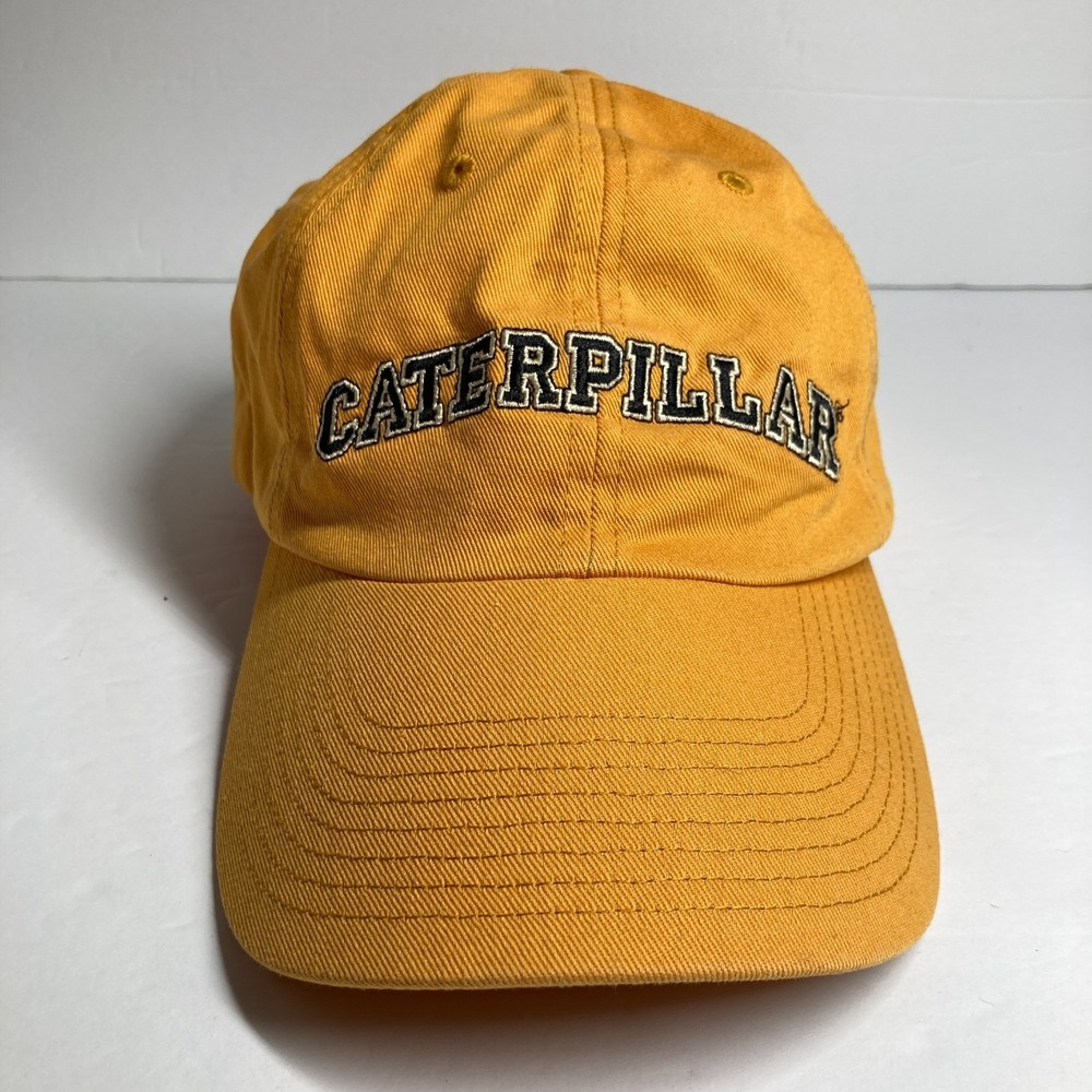 Caterpillar CAT Cap Hat Yellow Licensed Embroidered Strapback Work Machine FLAW
